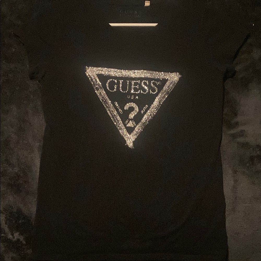 Guess Black T-Shirt with Silver Logo